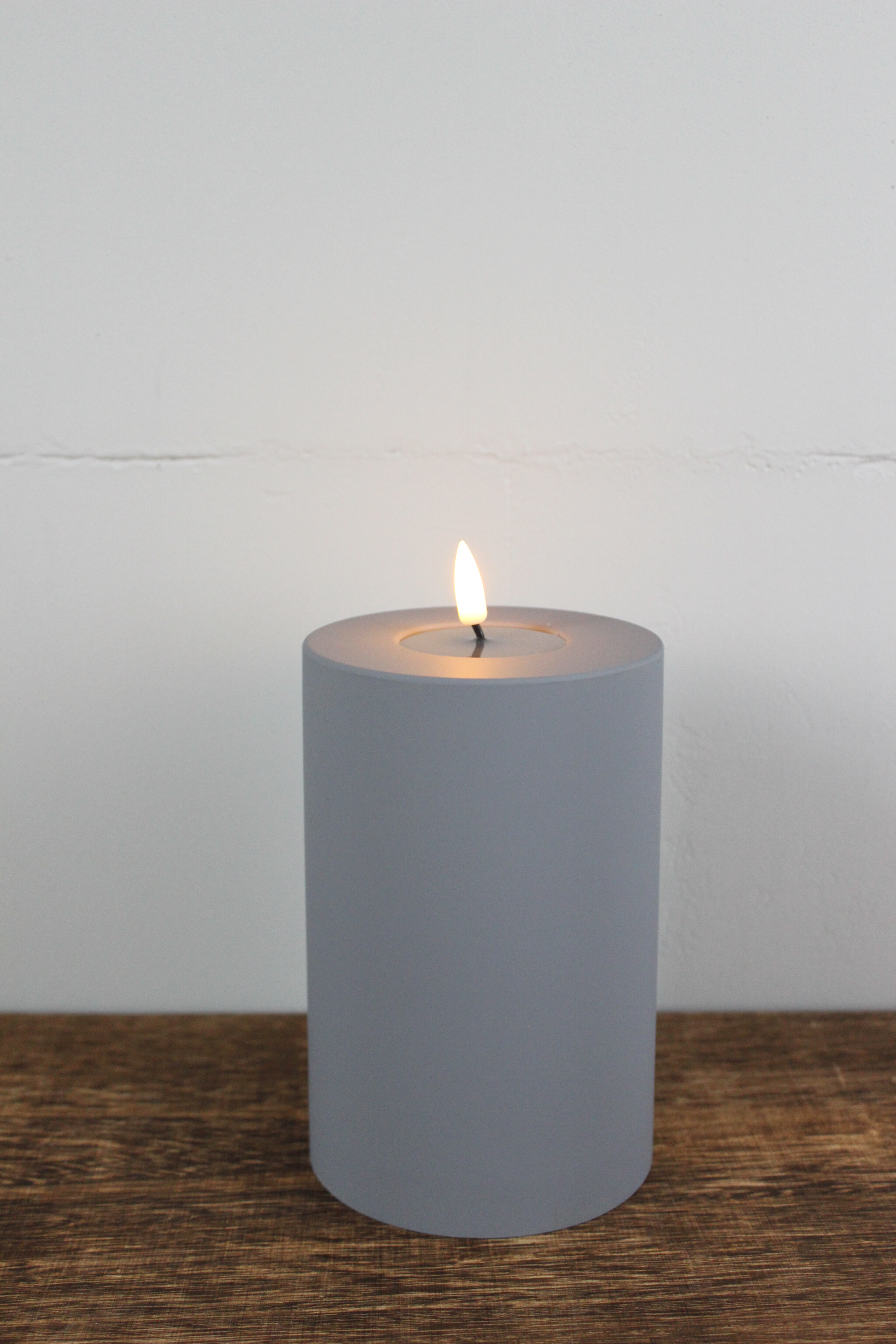 LED Stumpenkerze 10x15 - Grau