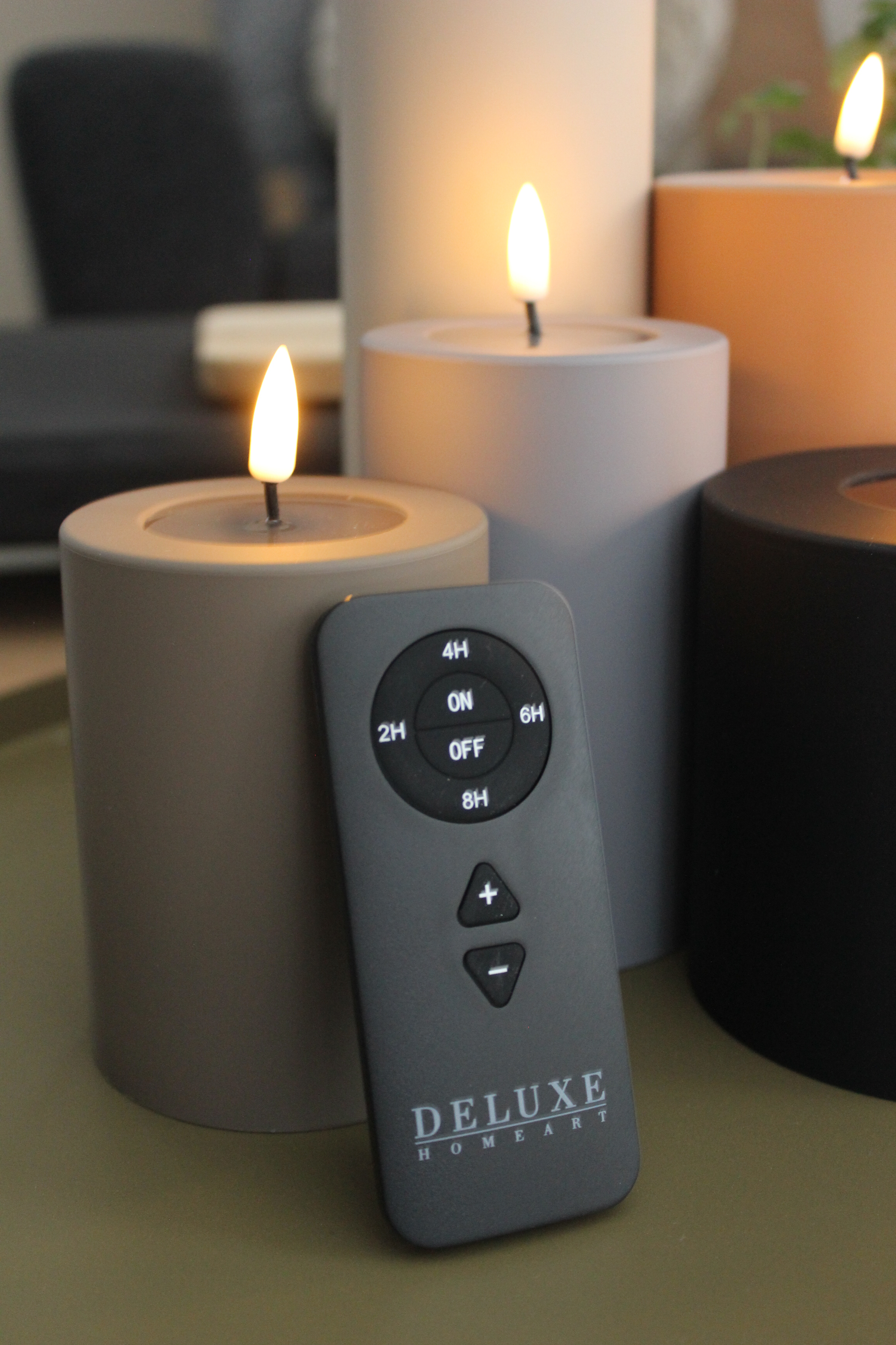 LED Stumpenkerze 7,5x12,5 - Grau