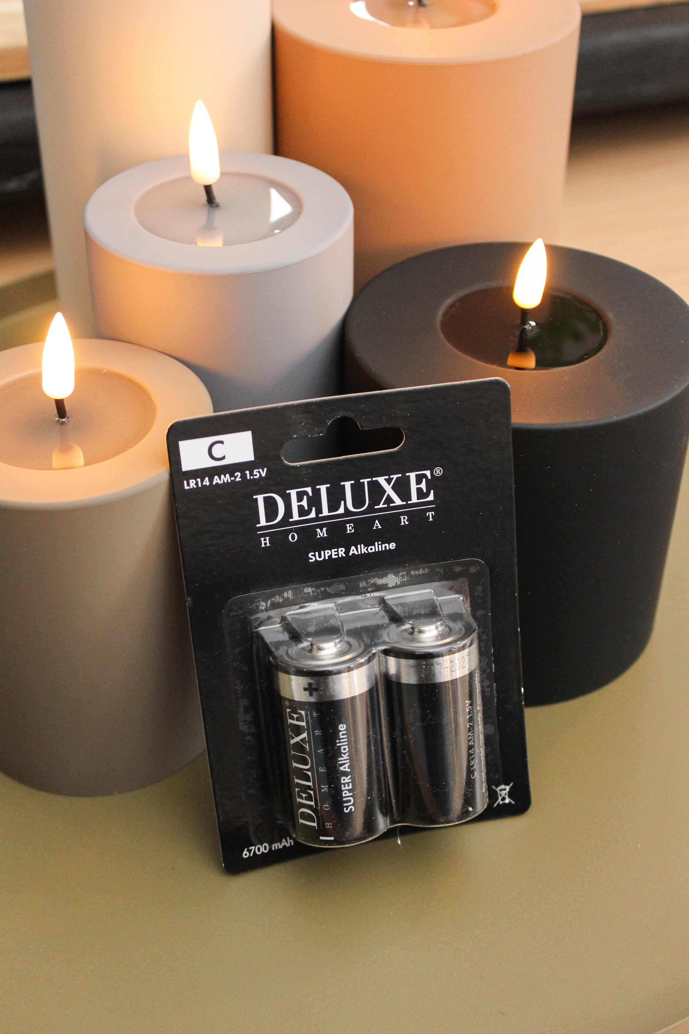 LED Stumpenkerze 7,5x12,5 - Taupe